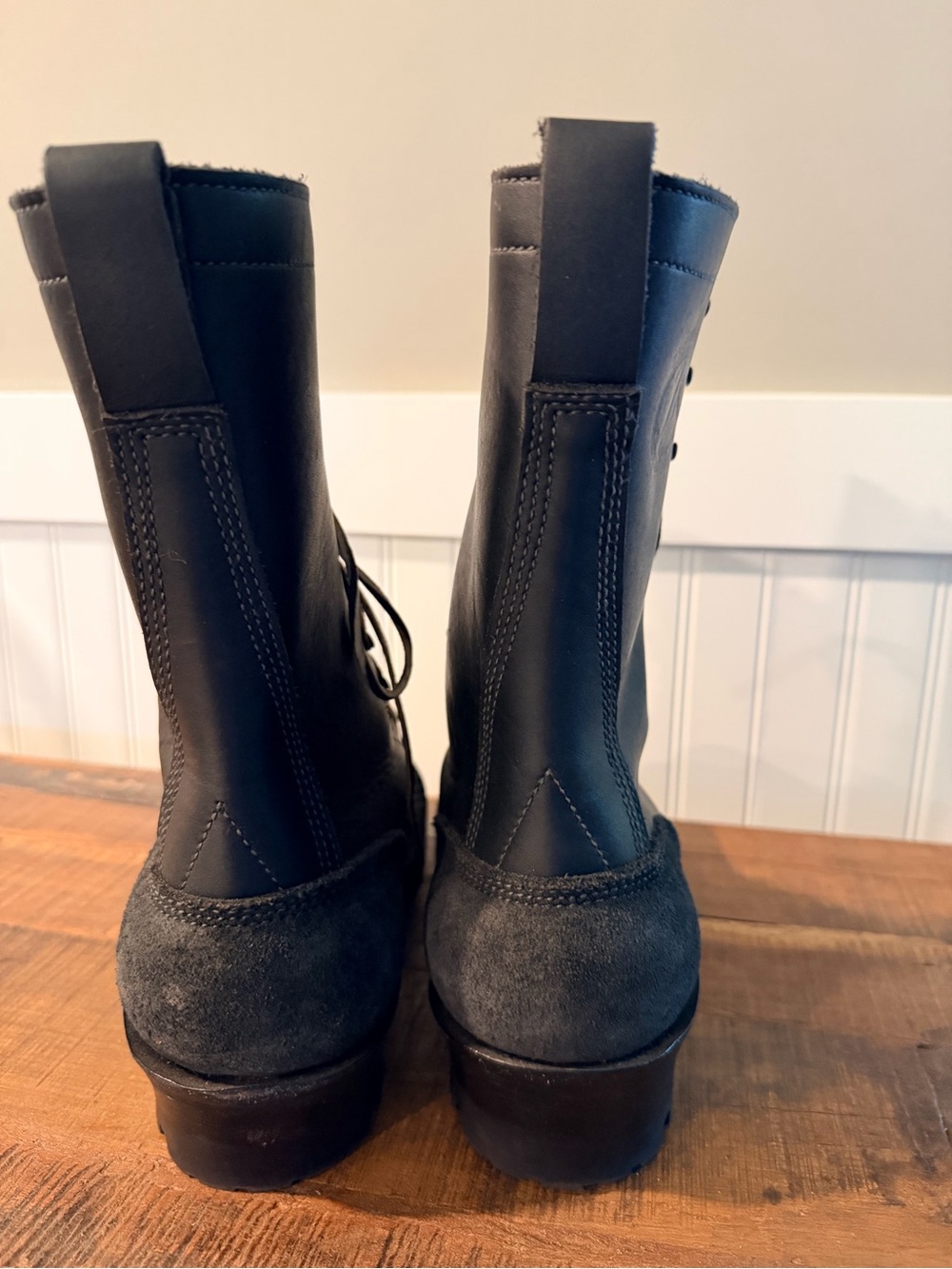 JK Boots – Spokane Builder/Climber Black Leather Boots – Vibram Sole, 7.5 EE - Picture 3 of 7